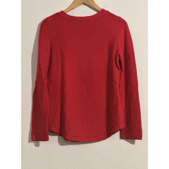 Talbots Women’s Red Pullover Sweater Long Sleeve V Neck Cotton Blend Size Small - Picture 8 of 9